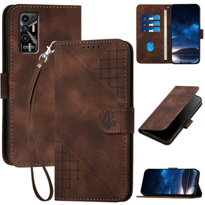 Grid Butterfly Embossed Pattern Leather Phone Case with Lanyard, For Tecno Pova 6 Neo, For Tecno Pova 6 5G / 6 Pro 5G, For Tecno Camon 30 Pro 5G, For Tecno Spark 20 4G / 20C 4G, For Tecno Pop 8 4G, For Tecno Spark Go 2024 4G, For Tecno Camon 20 Premier...