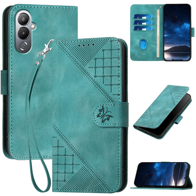 Grid Butterfly Embossed Pattern Leather Phone Case with Lanyard, For Tecno Pova 6 Neo, For Tecno Pova 6 5G / 6 Pro 5G, For Tecno Camon 30 Pro 5G, For Tecno Spark 20 4G / 20C 4G, For Tecno Pop 8 4G, For Tecno Spark Go 2024 4G, For Tecno Camon 20 Premier...