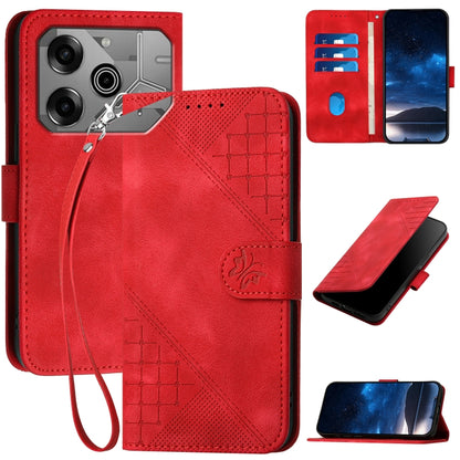Grid Butterfly Embossed Pattern Leather Phone Case with Lanyard, For Tecno Pova 6 Neo, For Tecno Pova 6 5G / 6 Pro 5G, For Tecno Camon 30 Pro 5G, For Tecno Spark 20 4G / 20C 4G, For Tecno Pop 8 4G, For Tecno Spark Go 2024 4G, For Tecno Camon 20 Premier...