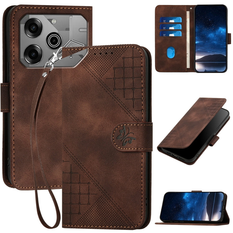 Grid Butterfly Embossed Pattern Leather Phone Case with Lanyard, For Tecno Pova 6 Neo, For Tecno Pova 6 5G / 6 Pro 5G, For Tecno Camon 30 Pro 5G, For Tecno Spark 20 4G / 20C 4G, For Tecno Pop 8 4G, For Tecno Spark Go 2024 4G, For Tecno Camon 20 Premier...