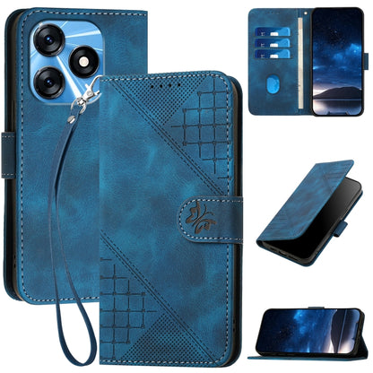 Grid Butterfly Embossed Pattern Leather Phone Case with Lanyard, For Tecno Pova 6 Neo, For Tecno Pova 6 5G / 6 Pro 5G, For Tecno Camon 30 Pro 5G, For Tecno Spark 20 4G / 20C 4G, For Tecno Pop 8 4G, For Tecno Spark Go 2024 4G, For Tecno Camon 20 Premier...