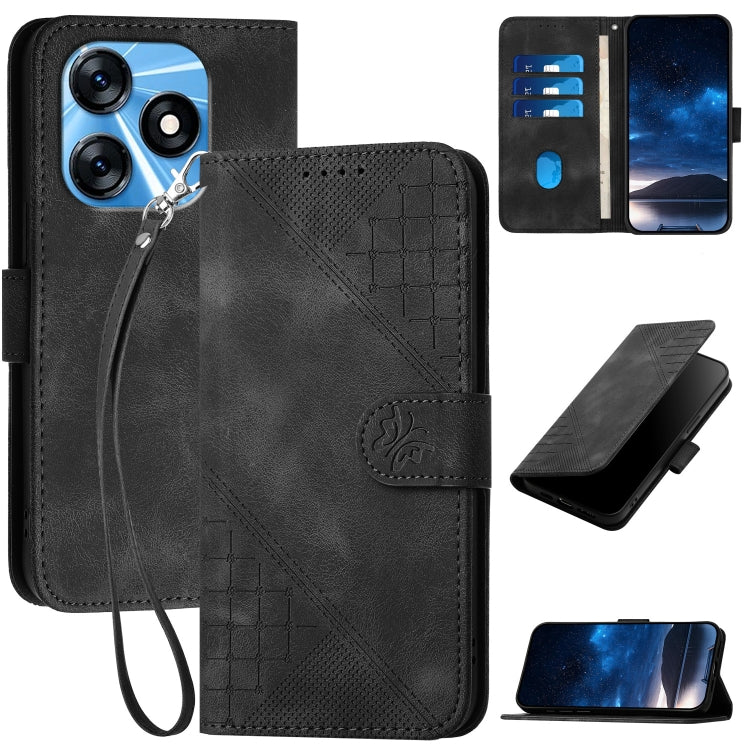 Grid Butterfly Embossed Pattern Leather Phone Case with Lanyard, For Tecno Pova 6 Neo, For Tecno Pova 6 5G / 6 Pro 5G, For Tecno Camon 30 Pro 5G, For Tecno Spark 20 4G / 20C 4G, For Tecno Pop 8 4G, For Tecno Spark Go 2024 4G, For Tecno Camon 20 Premier...