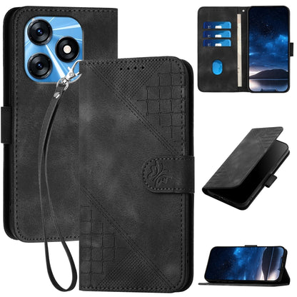 Grid Butterfly Embossed Pattern Leather Phone Case with Lanyard, For Tecno Pova 6 Neo, For Tecno Pova 6 5G / 6 Pro 5G, For Tecno Camon 30 Pro 5G, For Tecno Spark 20 4G / 20C 4G, For Tecno Pop 8 4G, For Tecno Spark Go 2024 4G, For Tecno Camon 20 Premier...