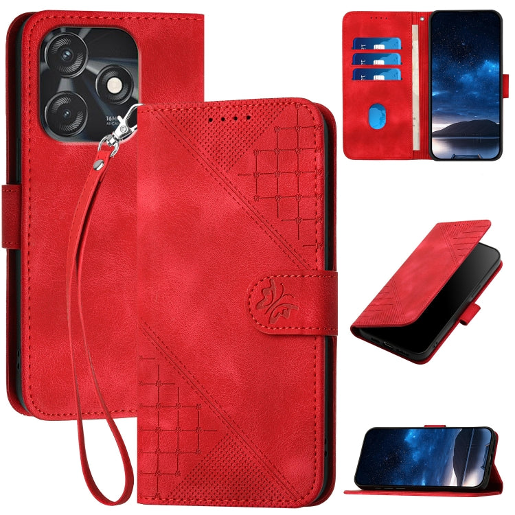 Grid Butterfly Embossed Pattern Leather Phone Case with Lanyard, For Tecno Pova 6 Neo, For Tecno Pova 6 5G / 6 Pro 5G, For Tecno Camon 30 Pro 5G, For Tecno Spark 20 4G / 20C 4G, For Tecno Pop 8 4G, For Tecno Spark Go 2024 4G, For Tecno Camon 20 Premier...