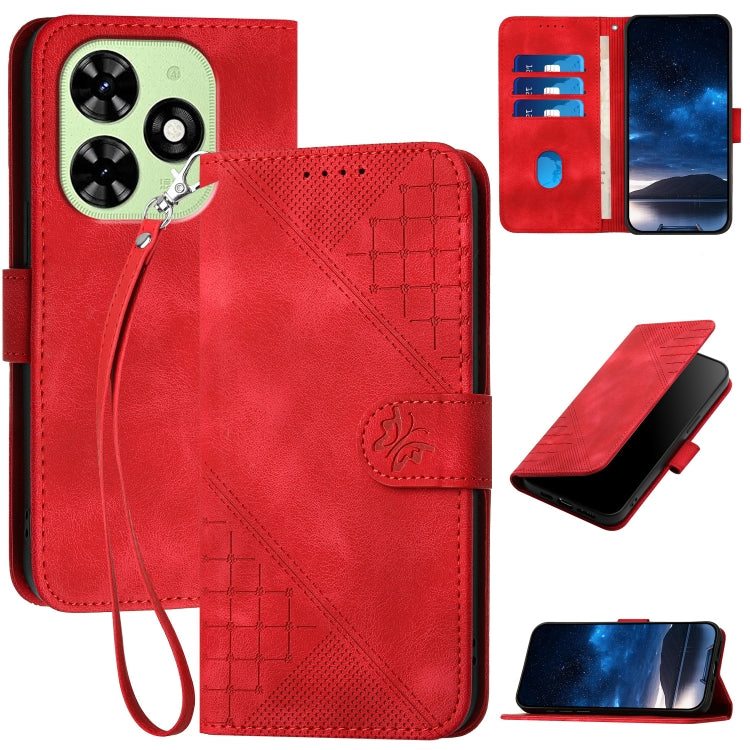 Grid Butterfly Embossed Pattern Leather Phone Case with Lanyard, For Tecno Pova 6 Neo, For Tecno Pova 6 5G / 6 Pro 5G, For Tecno Camon 30 Pro 5G, For Tecno Spark 20 4G / 20C 4G, For Tecno Pop 8 4G, For Tecno Spark Go 2024 4G, For Tecno Camon 20 Premier...