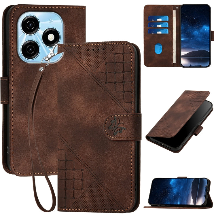 Grid Butterfly Embossed Pattern Leather Phone Case with Lanyard, For Tecno Pova 6 Neo, For Tecno Pova 6 5G / 6 Pro 5G, For Tecno Camon 30 Pro 5G, For Tecno Spark 20 4G / 20C 4G, For Tecno Pop 8 4G, For Tecno Spark Go 2024 4G, For Tecno Camon 20 Premier...