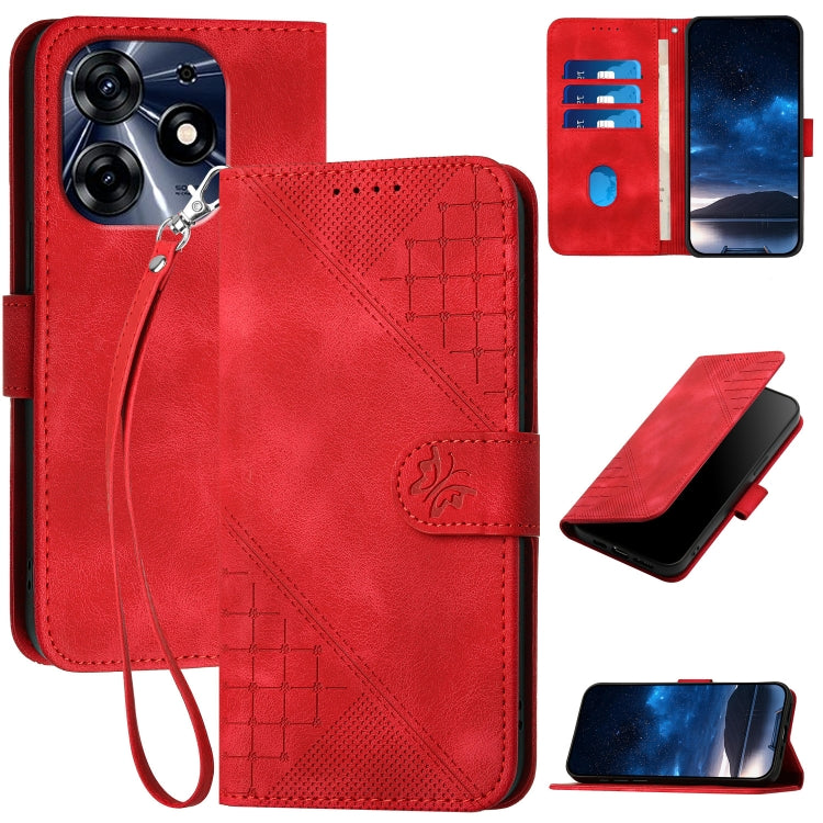 Grid Butterfly Embossed Pattern Leather Phone Case with Lanyard, For Tecno Pova 6 Neo, For Tecno Pova 6 5G / 6 Pro 5G, For Tecno Camon 30 Pro 5G, For Tecno Spark 20 4G / 20C 4G, For Tecno Pop 8 4G, For Tecno Spark Go 2024 4G, For Tecno Camon 20 Premier...
