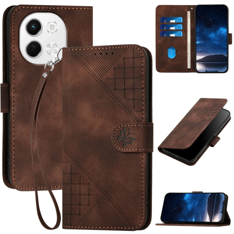 Grid Butterfly Embossed Pattern Leather Phone Case with Lanyard, For Tecno Pova Curve 2 5G, For Tecno Spark Go 3 / Pop 20 4G, For Tecno Spark 50 4G, For Tecno Camon 50 Pro 4G, For Tecno Camon 50 4G, For Tecno Spark Slim, For Tecno Spark 40 4G          ...