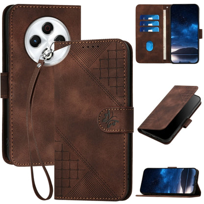 Grid Butterfly Embossed Pattern Leather Phone Case with Lanyard, For Tecno Pova Curve 2 5G, For Tecno Spark Go 3 / Pop 20 4G, For Tecno Spark 50 4G, For Tecno Camon 50 Pro 4G, For Tecno Camon 50 4G, For Tecno Spark Slim, For Tecno Spark 40 4G          ...