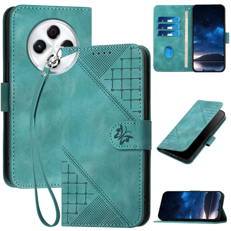 Grid Butterfly Embossed Pattern Leather Phone Case with Lanyard, For Tecno Pova Curve 2 5G, For Tecno Spark Go 3 / Pop 20 4G, For Tecno Spark 50 4G, For Tecno Camon 50 Pro 4G, For Tecno Camon 50 4G, For Tecno Spark Slim, For Tecno Spark 40 4G          ...
