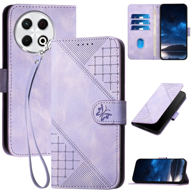 Grid Butterfly Embossed Pattern Leather Phone Case with Lanyard, For Tecno Pova Curve 2 5G, For Tecno Spark Go 3 / Pop 20 4G, For Tecno Spark 50 4G, For Tecno Camon 50 Pro 4G, For Tecno Camon 50 4G, For Tecno Spark Slim, For Tecno Spark 40 4G          ...