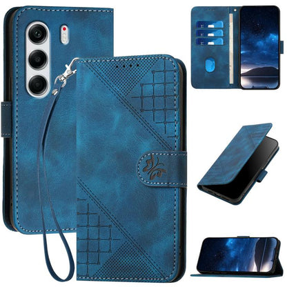 Grid Butterfly Embossed Pattern Leather Phone Case with Lanyard, For Tecno Pova Curve 2 5G, For Tecno Spark Go 3 / Pop 20 4G, For Tecno Spark 50 4G, For Tecno Camon 50 Pro 4G, For Tecno Camon 50 4G, For Tecno Spark Slim, For Tecno Spark 40 4G          ...