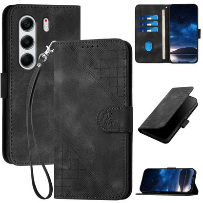 Grid Butterfly Embossed Pattern Leather Phone Case with Lanyard, For Tecno Pova Curve 2 5G, For Tecno Spark Go 3 / Pop 20 4G, For Tecno Spark 50 4G, For Tecno Camon 50 Pro 4G, For Tecno Camon 50 4G, For Tecno Spark Slim, For Tecno Spark 40 4G          ...