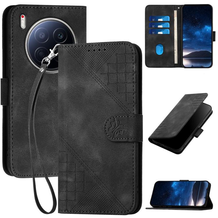 Grid Butterfly Embossed Pattern Leather Phone Case with Lanyard, For Tecno Pova Curve 2 5G, For Tecno Spark Go 3 / Pop 20 4G, For Tecno Spark 50 4G, For Tecno Camon 50 Pro 4G, For Tecno Camon 50 4G, For Tecno Spark Slim, For Tecno Spark 40 4G          ...