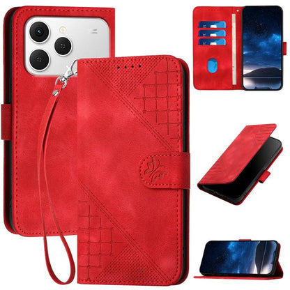 Grid Butterfly Embossed Pattern Leather Phone Case with Lanyard, For Tecno Pova Curve 2 5G, For Tecno Spark Go 3 / Pop 20 4G, For Tecno Spark 50 4G, For Tecno Camon 50 Pro 4G, For Tecno Camon 50 4G, For Tecno Spark Slim, For Tecno Spark 40 4G          ...