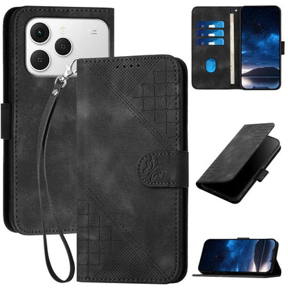 Grid Butterfly Embossed Pattern Leather Phone Case with Lanyard, For Tecno Pova Curve 2 5G, For Tecno Spark Go 3 / Pop 20 4G, For Tecno Spark 50 4G, For Tecno Camon 50 Pro 4G, For Tecno Camon 50 4G, For Tecno Spark Slim, For Tecno Spark 40 4G          ...