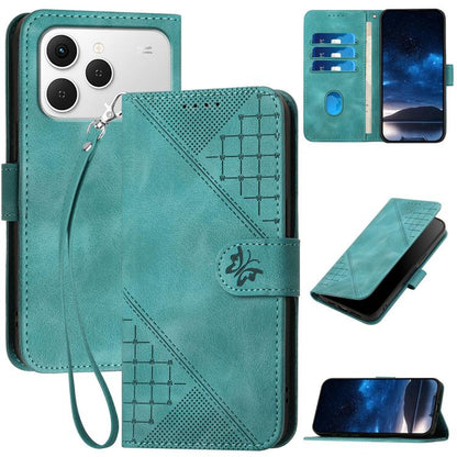 Grid Butterfly Embossed Pattern Leather Phone Case with Lanyard, For Tecno Pova Curve 2 5G, For Tecno Spark Go 3 / Pop 20 4G, For Tecno Spark 50 4G, For Tecno Camon 50 Pro 4G, For Tecno Camon 50 4G, For Tecno Spark Slim, For Tecno Spark 40 4G          ...