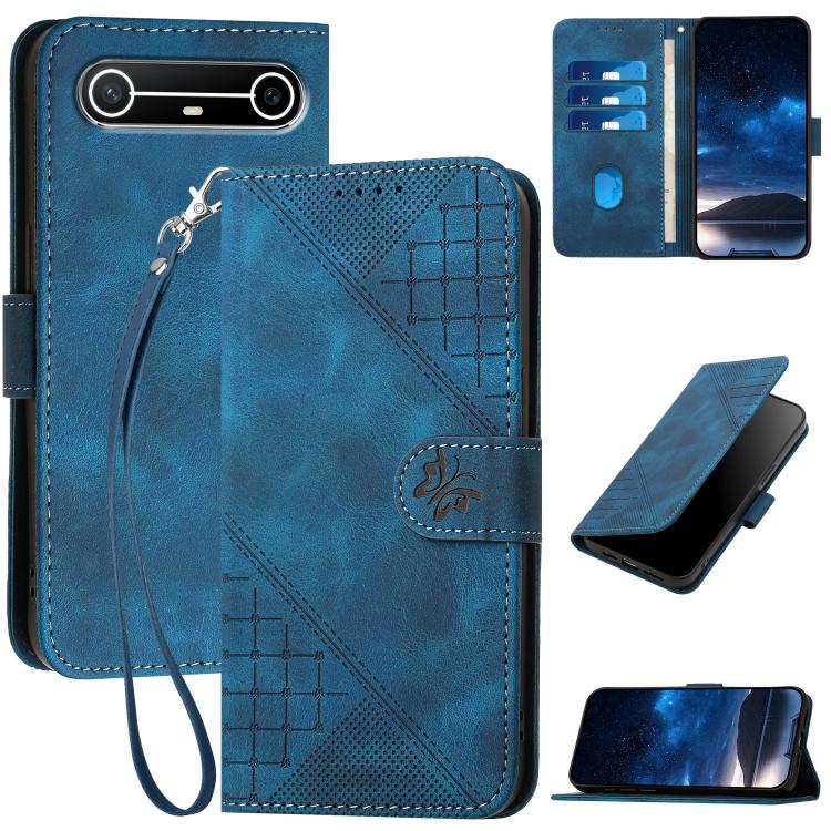 Grid Butterfly Embossed Pattern Leather Phone Case with Lanyard, For Tecno Pova Curve 2 5G, For Tecno Spark Go 3 / Pop 20 4G, For Tecno Spark 50 4G, For Tecno Camon 50 Pro 4G, For Tecno Camon 50 4G, For Tecno Spark Slim, For Tecno Spark 40 4G          ...