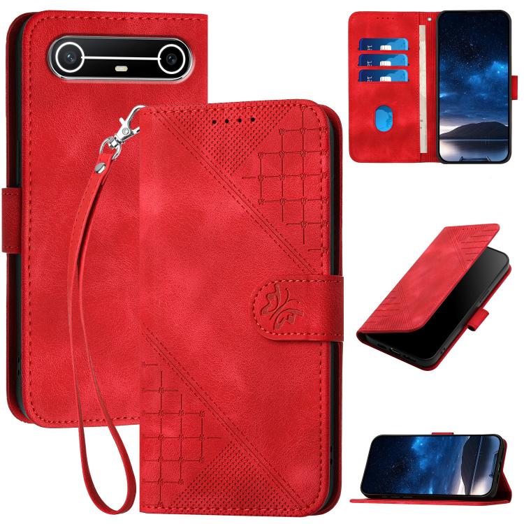 Grid Butterfly Embossed Pattern Leather Phone Case with Lanyard, For Tecno Pova Curve 2 5G, For Tecno Spark Go 3 / Pop 20 4G, For Tecno Spark 50 4G, For Tecno Camon 50 Pro 4G, For Tecno Camon 50 4G, For Tecno Spark Slim, For Tecno Spark 40 4G          ...