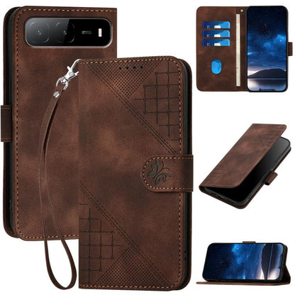Grid Butterfly Embossed Pattern Leather Phone Case with Lanyard, For Tecno Pova Curve 2 5G, For Tecno Spark Go 3 / Pop 20 4G, For Tecno Spark 50 4G, For Tecno Camon 50 Pro 4G, For Tecno Camon 50 4G, For Tecno Spark Slim, For Tecno Spark 40 4G          ...