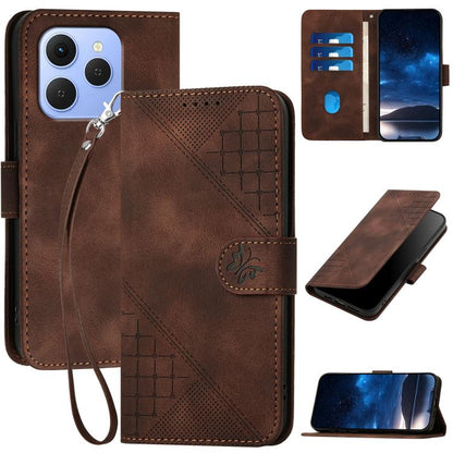Grid Butterfly Embossed Pattern Leather Phone Case with Lanyard, For Tecno Pova Curve 2 5G, For Tecno Spark Go 3 / Pop 20 4G, For Tecno Spark 50 4G, For Tecno Camon 50 Pro 4G, For Tecno Camon 50 4G, For Tecno Spark Slim, For Tecno Spark 40 4G          ...