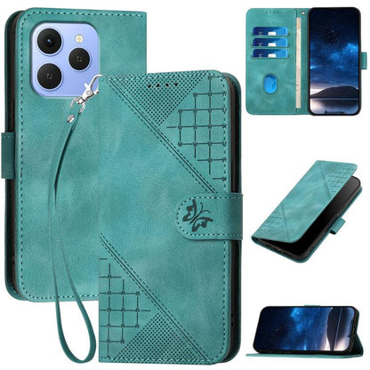 Grid Butterfly Embossed Pattern Leather Phone Case with Lanyard, For Tecno Pova Curve 2 5G, For Tecno Spark Go 3 / Pop 20 4G, For Tecno Spark 50 4G, For Tecno Camon 50 Pro 4G, For Tecno Camon 50 4G, For Tecno Spark Slim, For Tecno Spark 40 4G          ...