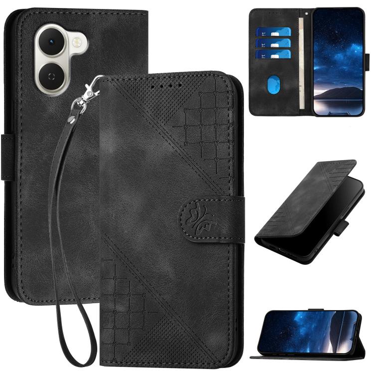 Grid Butterfly Embossed Pattern Leather Phone Case with Lanyard, For Tecno Pova Curve 2 5G, For Tecno Spark Go 3 / Pop 20 4G, For Tecno Spark 50 4G, For Tecno Camon 50 Pro 4G, For Tecno Camon 50 4G, For Tecno Spark Slim, For Tecno Spark 40 4G          ...