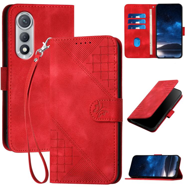 Grid Butterfly Embossed Pattern Leather Phone Case with Lanyard, For Tecno Pova Curve 2 5G, For Tecno Spark Go 3 / Pop 20 4G, For Tecno Spark 50 4G, For Tecno Camon 50 Pro 4G, For Tecno Camon 50 4G, For Tecno Spark Slim, For Tecno Spark 40 4G          ...