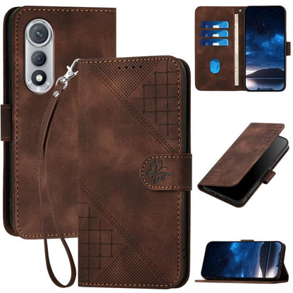 Grid Butterfly Embossed Pattern Leather Phone Case with Lanyard, For Tecno Pova Curve 2 5G, For Tecno Spark Go 3 / Pop 20 4G, For Tecno Spark 50 4G, For Tecno Camon 50 Pro 4G, For Tecno Camon 50 4G, For Tecno Spark Slim, For Tecno Spark 40 4G          ...