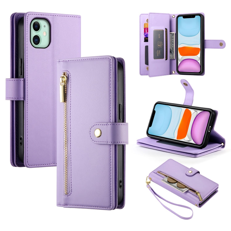 Nine Card-slot Zipper Wallet Bag Leather Phone Case