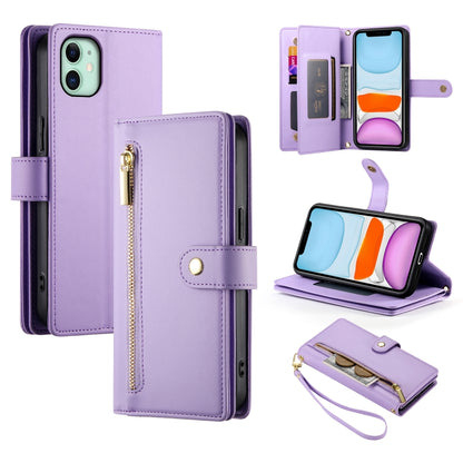 Nine Card-slot Zipper Wallet Bag Leather Phone Case