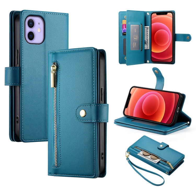 Nine Card-slot Zipper Wallet Bag Leather Phone Case