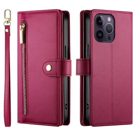 Nine Card-slot Zipper Wallet Bag Leather Phone Case