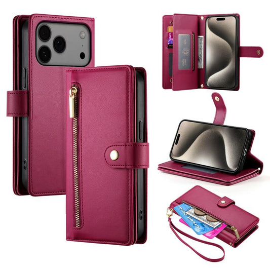 Nine Card-slot Zipper Wallet Bag Leather Phone Case, For iPhone 17 Pro Max, For iPhone 17 Pro, For iPhone 17, For iPhone Air, For iPhone 16e, For iPhone 16 Pro Max, For iPhone 16 Pro, For iPhone 16 Plus, For iPhone 16, For iPhone 15 Pro Max