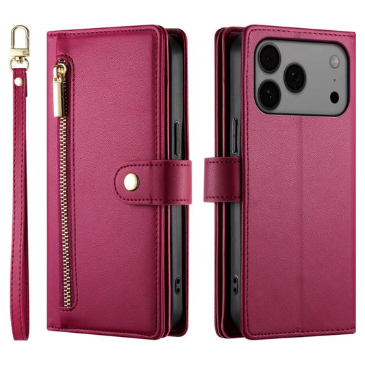 Nine Card-slot Zipper Wallet Bag Leather Phone Case
