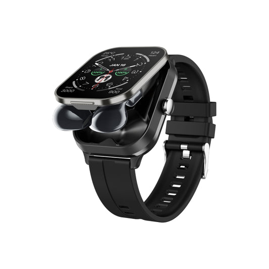 Montre intelligente D8 Pro 2,01 pouces 2 en 1 avec écouteurs Bluetooth et bracelet en silicone, prise en charge NFC avec couvercle