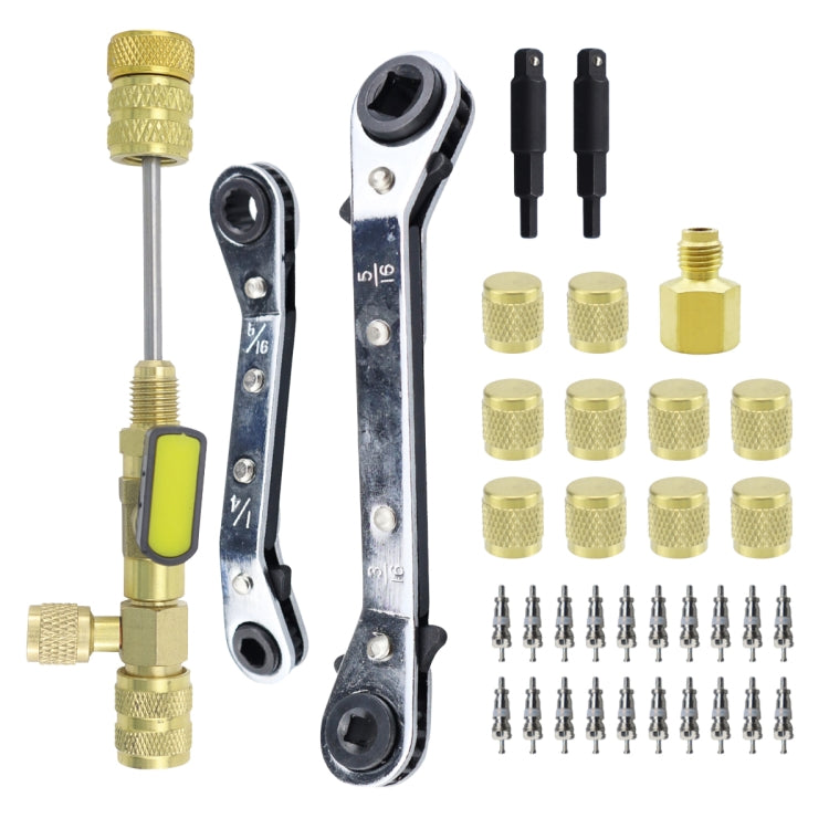 36pcs / Set T6 Air Conditioning Valve Core Remover Installer Tool with Dual Size SAE 1/4 and 5/16 Ports, 36pcs / Set