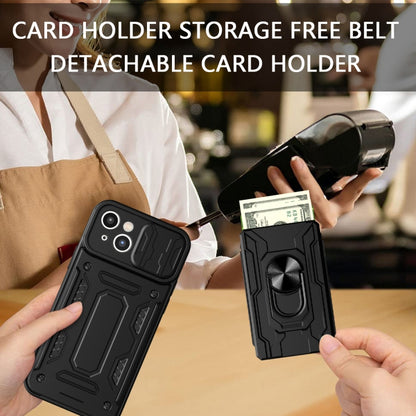 Sliding Camshield TPU+PC Phone Case with Card Slot, For iPhone 15
