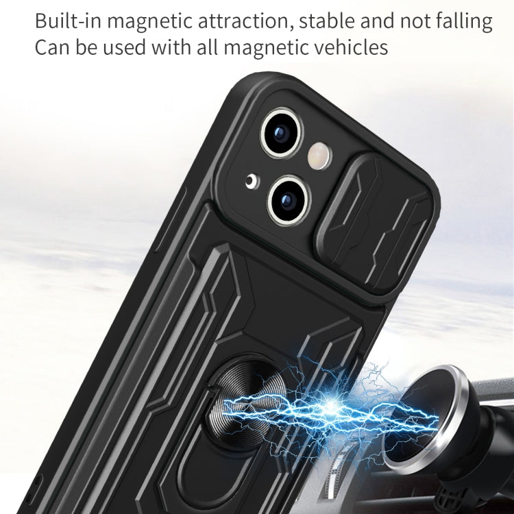 Sliding Camshield TPU+PC Phone Case with Card Slot, For iPhone 15
