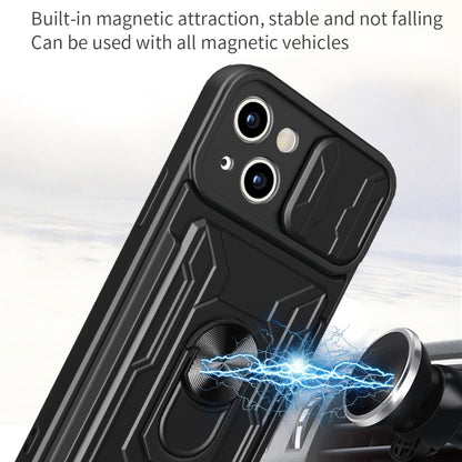 Sliding Camshield TPU+PC Phone Case with Card Slot, For iPhone 15