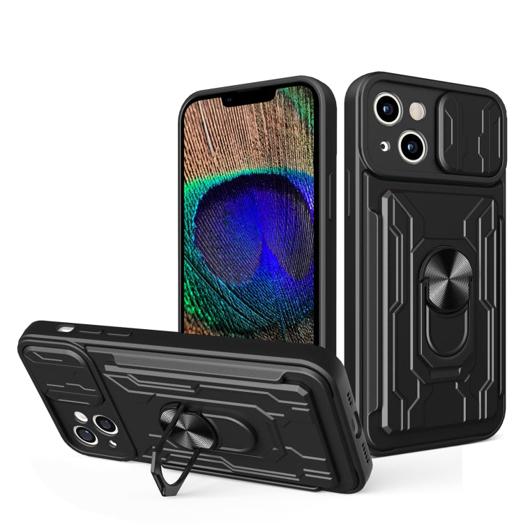 Sliding Camshield TPU+PC Phone Case with Card Slot, For iPhone 15