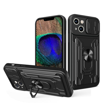 Sliding Camshield TPU+PC Phone Case with Card Slot, For iPhone 15