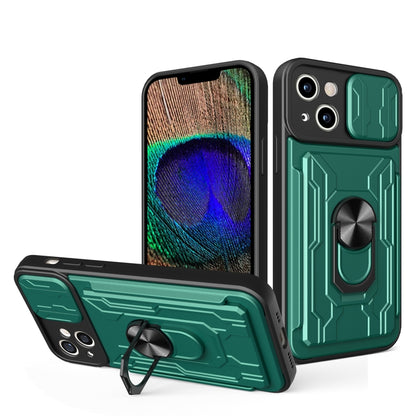 Sliding Camshield TPU+PC Phone Case with Card Slot, For iPhone 15