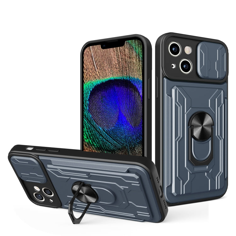 Sliding Camshield TPU+PC Phone Case with Card Slot, For iPhone 15