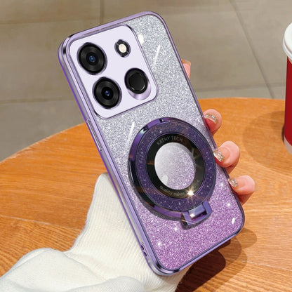 Plated Gradient Glitter Round Holder TPU Phone Case, For Tecno Spark 20 / 20C / Pop 8, For Tecno Spark Go 2024, For Tecno Spark Go 2023, For Tecno Pop 7 Pro / Pop 7, For Tecno Pova 6 Pro, For Tecno Spark 10C, For Tecno Spark 10 Pro                     ...