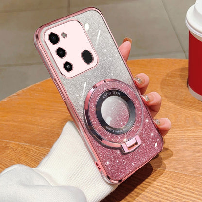 Plated Gradient Glitter Round Holder TPU Phone Case, For Tecno Spark 20 / 20C / Pop 8, For Tecno Spark Go 2024, For Tecno Spark Go 2023, For Tecno Pop 7 Pro / Pop 7, For Tecno Pova 6 Pro, For Tecno Spark 10C, For Tecno Spark 10 Pro                     ...