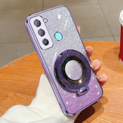 Plated Gradient Glitter Round Holder TPU Phone Case, For Tecno Spark 20 / 20C / Pop 8, For Tecno Spark Go 2024, For Tecno Spark Go 2023, For Tecno Pop 7 Pro / Pop 7, For Tecno Pova 6 Pro, For Tecno Spark 10C, For Tecno Spark 10 Pro                     ...