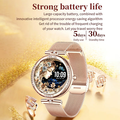 Montre connectée NX17 Pro avec écran AMOLED de 1,19 pouce et bracelet en acier, prend en charge la surveillance de la santé / les appels Bluetooth, bracelet en acier