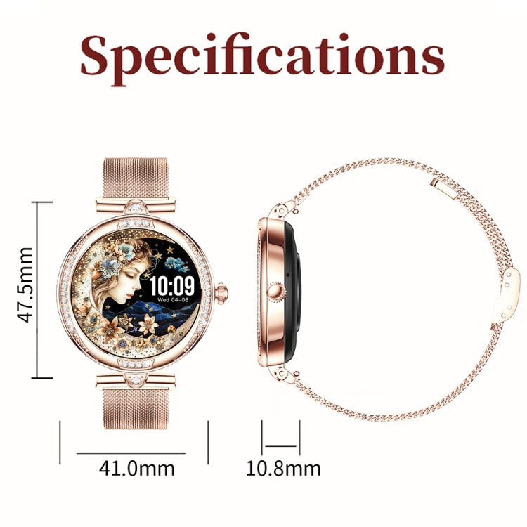 Montre connectée NX17 Pro avec écran AMOLED de 1,19 pouce et bracelet en acier, prend en charge la surveillance de la santé / les appels Bluetooth, bracelet en acier