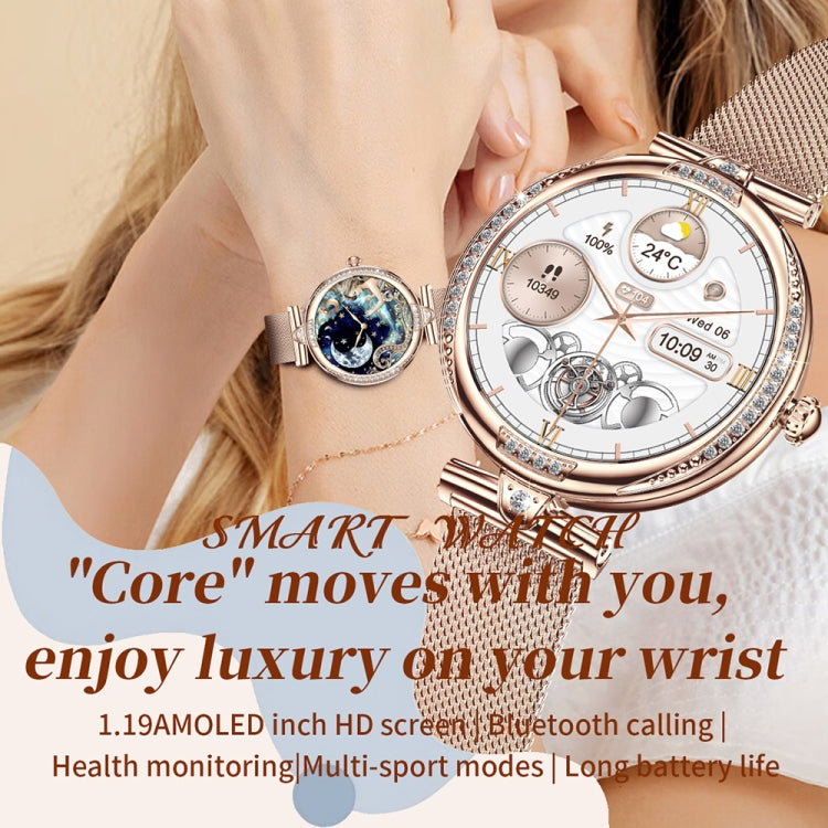 Montre connectée NX17 Pro avec écran AMOLED de 1,19 pouce et bracelet en acier, prend en charge la surveillance de la santé / les appels Bluetooth, bracelet en acier